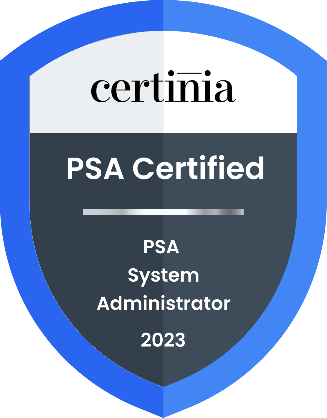 Certinia certification for PSA System Administrator 2023 Badge